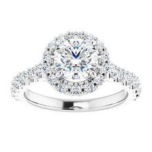 Load image into Gallery viewer, 14K White 6.5 mm Round Forever One‚Ñ¢ Moissanite &amp; 3/4 CTW Diamond Engagement Ring
