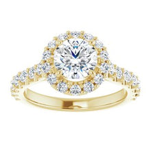 Load image into Gallery viewer, 14K Yellow 6.5 mm Round Forever One‚Ñ¢ Moissanite &amp; 3/4 CTW Diamond Engagement Ring
