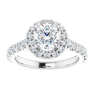 Platinum 6.5 mm Round Forever One‚Ñ¢ Moissanite & 3/4 CTW Diamond Engagement Ring