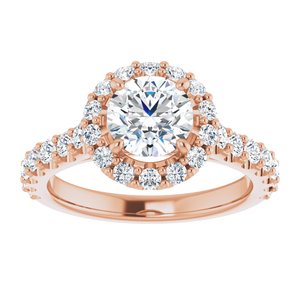 14K Rose 6.5 mm Round Forever One‚Ñ¢ Moissanite & 3/4 CTW Diamond Engagement Ring