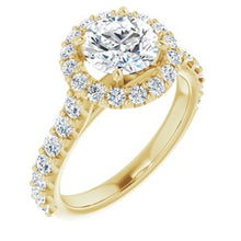 Charger l'image dans la galerie, Bague de fiançailles en or 14 carats jaune 7 mm ronde pour toujours OneMonite et diamant 3/4 CTW
