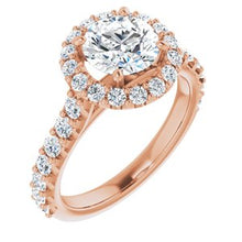 Load image into Gallery viewer, 14K Rose 7 mm Round Forever One‚Ñ¢ Moissanite &amp; 3/4 CTW Diamond Engagement Ring
