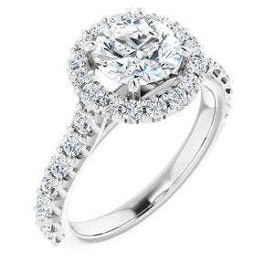 14K White 7 mm Round Forever One‚Ñ¢ Moissanite & 3/4 CTW Diamond Engagement Ring