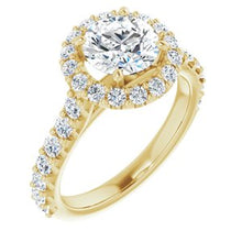Load image into Gallery viewer, 14K Yellow 7 mm Round Forever One‚Ñ¢ Moissanite &amp; 3/4 CTW Diamond Engagement Ring
