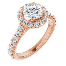Load image into Gallery viewer, 14K Rose 6.5 mm Round Forever One‚Ñ¢ Moissanite &amp; 3/4 CTW Diamond Engagement Ring
