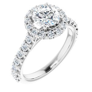 Platinum 6.5 mm Round Forever One‚Ñ¢ Moissanite & 3/4 CTW Diamond Engagement Ring