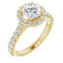 Load image into Gallery viewer, 14K Yellow 6.5 mm Round Forever One‚Ñ¢ Moissanite &amp; 3/4 CTW Diamond Engagement Ring
