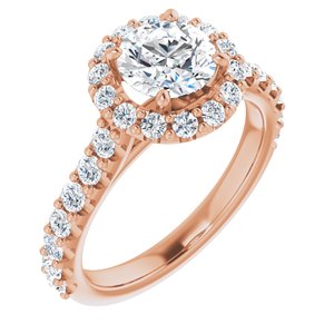 14K Rose 6.5 mm Round Forever One‚Ñ¢ Moissanite & 3/4 CTW Diamond Engagement Ring