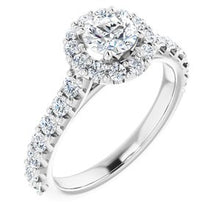 Load image into Gallery viewer, Platinum 5 mm Round Forever One‚Ñ¢ Moissanite &amp; 5/8 CTW Diamond Engagement Ring
