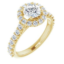 Load image into Gallery viewer, 14K Yellow 6 mm Round Forever One‚Ñ¢ Moissanite &amp; 3/4 CTW Diamond Engagement Ring

