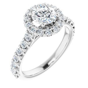 14K White 6 mm Round Forever One‚Ñ¢ Moissanite & 3/4 CTW Diamond Engagement Ring