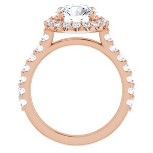 14K Rose 8 mm Round Forever One‚Ñ¢ Moissanite & 3/4 CTW Diamond Engagement Ring
