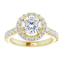 Charger l'image dans la galerie, Bague de fiançailles en or 14 carats jaune 7 mm ronde pour toujours OneMonite et diamant 3/4 CTW
