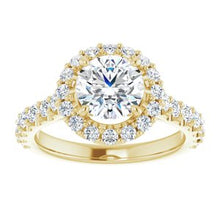 Load image into Gallery viewer, 14K Yellow 7 mm Round Forever One‚Ñ¢ Moissanite &amp; 3/4 CTW Diamond Engagement Ring
