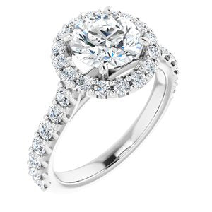 Platinum 7.5 mm Round Forever One‚Ñ¢ Moissanite & 3/4 CTW Diamond Engagement Ring