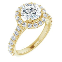 Load image into Gallery viewer, 14K Yellow 7.5 mm Round Forever One‚Ñ¢ Moissanite &amp; 3/4 CTW Diamond Engagement Ring
