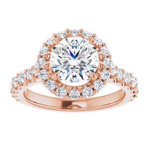 14K Rose 7.5 mm Round Forever One‚Ñ¢ Moissanite & 3/4 CTW Diamond Engagement Ring