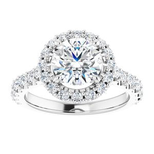 14K White 7.5 mm Round Forever One‚Ñ¢ Moissanite & 3/4 CTW Diamond Engagement Ring