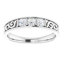 Charger l&#39;image dans la galerie, Bague de défilement à trois pierres en diamant blanc 1/2 CTW 14K
