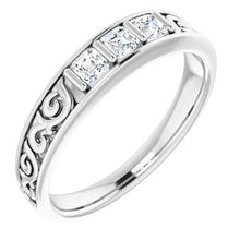 Charger l&#39;image dans la galerie, Bague de défilement à trois pierres en diamant blanc 1/2 CTW 14K
