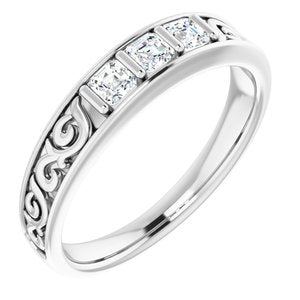 Bague de défilement à trois pierres en diamant blanc 1/2 CTW 14K