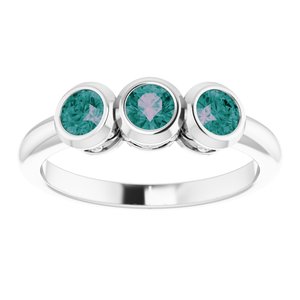 Bague sertie de trois pierres en argent sterling et Alexandrite