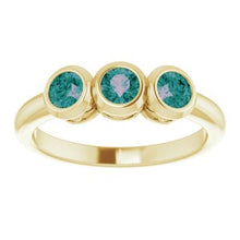Charger l'image dans la galerie, Bague sertie de trois pierres jaunes en Alexandrite 14K
