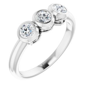 Platinum 3/4 CTW Diamond Three-Stone Bezel-Set Ring