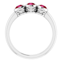 Load image into Gallery viewer, 14K White Ruby Three-Stone Bezel-Set Ring
