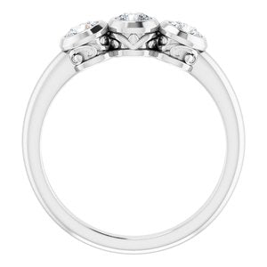 Platinum 3/4 CTW Diamond Three-Stone Bezel-Set Ring