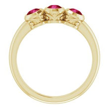 Load image into Gallery viewer, 14K Yellow Ruby Three-Stone Bezel-Set Ring

