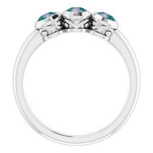 Bague sertie de trois pierres en argent sterling et Alexandrite