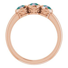 Charger l&#39;image dans la galerie, Bague sertie de trois pierres en pierre rose Alexandrite 14K
