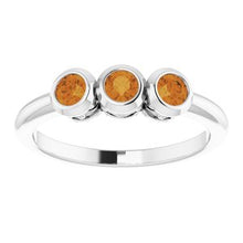 Load image into Gallery viewer, Sterling Silver Citrine Three-Stone Bezel-Set Ring
