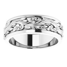 Charger l&#39;image dans la galerie, Sterling Silver 7 mm Scroll Band   Size 9
