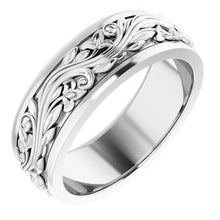 Charger l&#39;image dans la galerie, Sterling Silver 7 mm Scroll Band   Size 9
