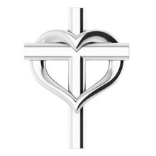 Load image into Gallery viewer, Sterling Silver Youth Cross with Heart Pendant
