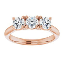 Load image into Gallery viewer, 14K Rose 4.4 mm Round Three-Stone Anniversary Band Mounting
