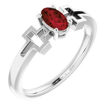 Charger l'image dans la galerie, Sterling Silver Mozambique Garnet Solitaire Cross Youth Ring
