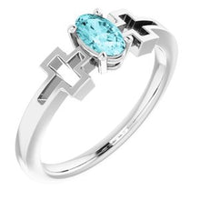 Charger l'image dans la galerie, Sterling Silver Blue Zircon Solitaire Cross Youth Ring
