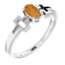Charger l'image dans la galerie, Sterling Silver Citrine Solitaire Cross Youth Ring

