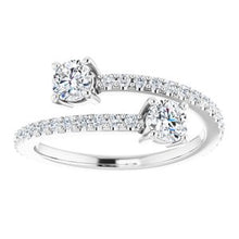 Charger l&#39;image dans la galerie, Bague à deux pierres en diamant blanc 7/8 CTW 14K
