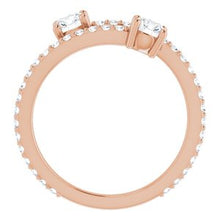 Charger l&#39;image dans la galerie, Bague à deux pierres en diamant 14K rose 7/8 CTW
