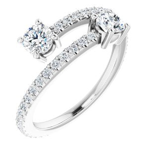 Bague à deux pierres en diamant blanc 7/8 CTW 14K