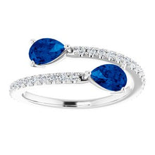 Load image into Gallery viewer, Platinum Blue Sapphire &amp; 1/3 CTW Diamond Ring
