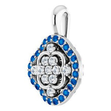Load image into Gallery viewer, Platinum Blue Sapphire &amp; 1/3 CTW Diamond Cluster Pendant
