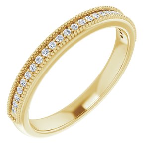 14K jaune 3 mm rond 9/10 CTW diamant anniversaire bande