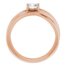 Load image into Gallery viewer, 14K Rose 1/2 CT Diamond Solitaire Criss-Cross Ring
