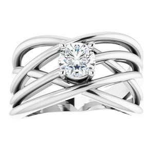 Solitaire Criss-Cross Ring  