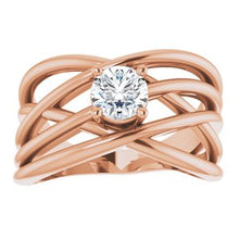 Load image into Gallery viewer, Solitaire Criss-Cross Ring  
